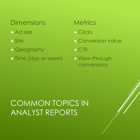 Common topics found in analyst reports